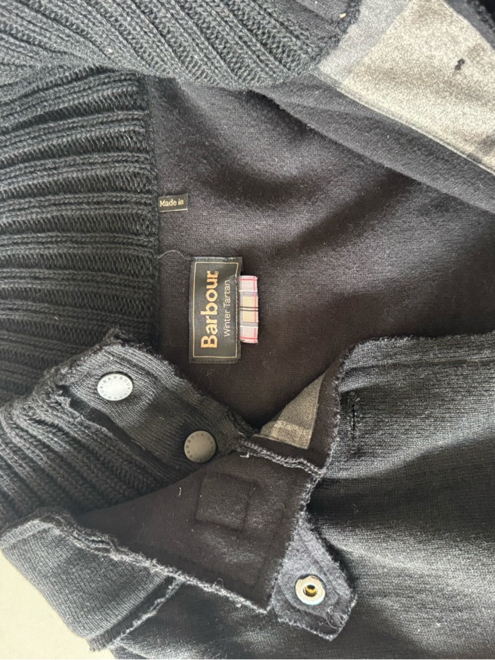 Barbour Black Long Sweater Coat with Stand Collar - Picture 5 of 7